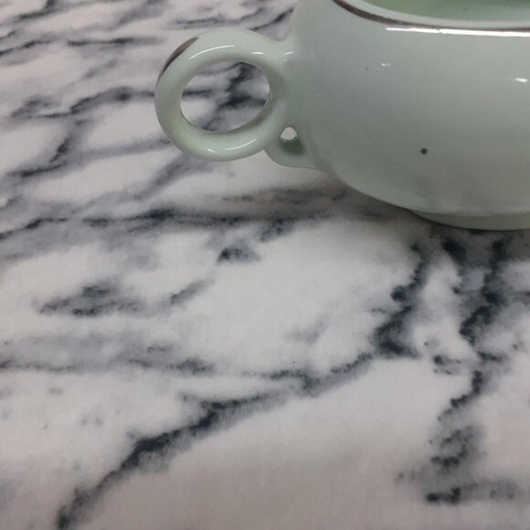 Vintage MCM Ballerina Universal Pottery CO. Gravy Boat w/ Tray Atomic Flowers - Picture 6 of 8